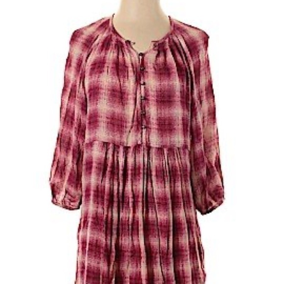 ANTHROPOLOGIE MAEVE Pink Plaid Peasant Blouse - Picture 5 of 8